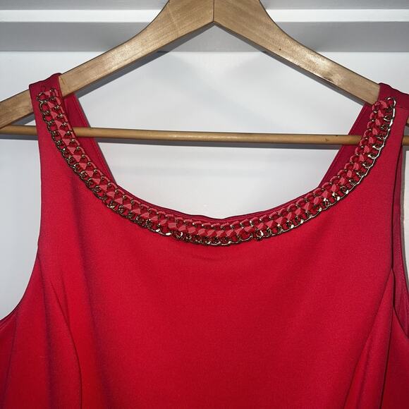 NWT Jessica Simpson Women's Sleeveless Fit & Flare Coral Dress Size 14 Bow Back - Picture 3 of 11